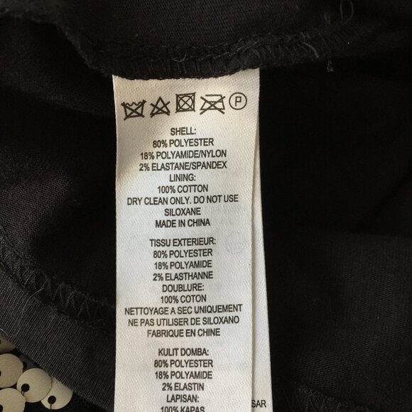 FRENCH CONNECTION Black White Sequined Structured Shoulder Long Sleeve Dress - Picture 3 of 10